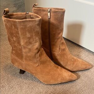 Tahari Camel Suede Heeled Boots